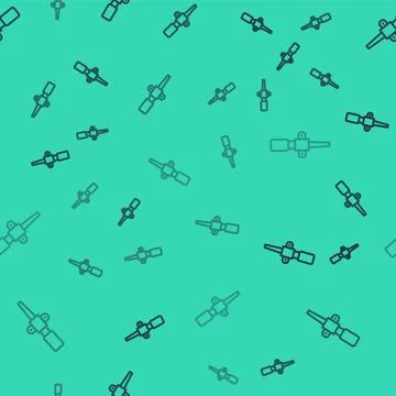 Black line Torch flame icon isolated seamless pattern on green background. .. Stockillustratie