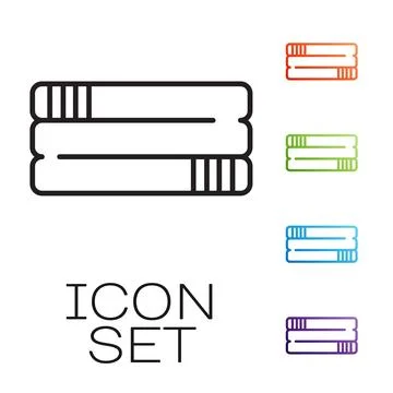 Black line Towel stack icon isolated on white background. Set icons colorful. Stockillustratie
