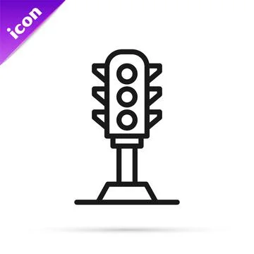 Black line Traffic light icon isolated on white background. Vector Stock Illustration