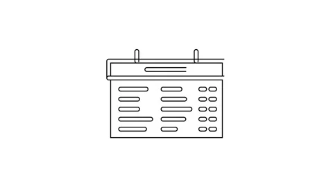 Black line Train station board icon isolated on white background. Mechanical Vidéo 142675018