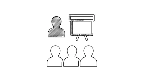 Black line Training, presentation icon isolated on white background. 4K Video Stock Footage 201589388