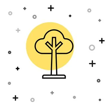 Black line Tree icon isolated on white background. Forest symbol. Random dy.. Stock Illustration
