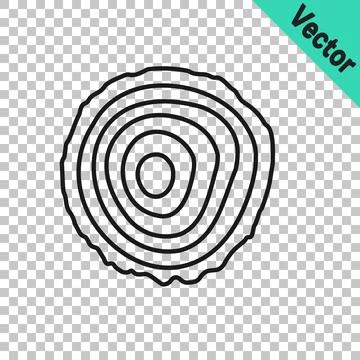 Black line Tree rings icon isolated on transparent background. Wooden cross Stock Illustration