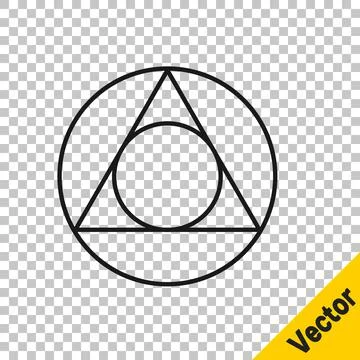 Black line Triangle math icon isolated on transparent background. Vector Stock Illustration