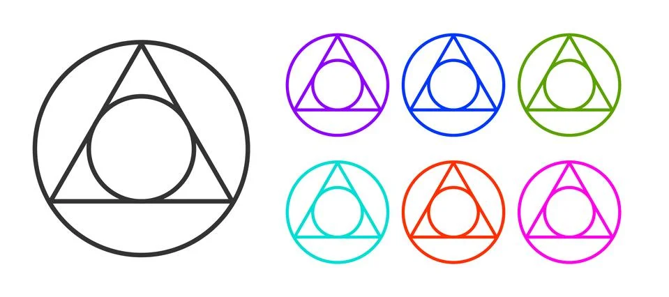 Black line Triangle math icon isolated on white background. Set icons colorful Stock Illustration
