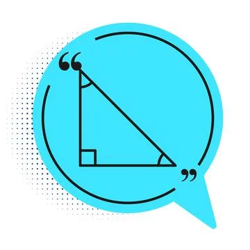 Black line Triangle math icon isolated on white background. Blue speech bubble Stock Illustration