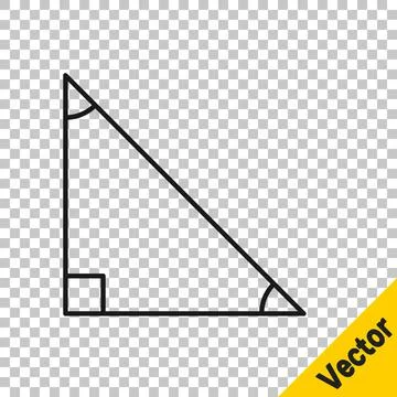 Black line Triangle math icon isolated on transparent background. Vector Stock Illustration