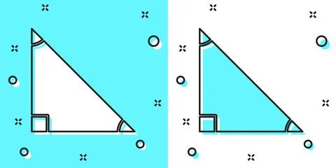 Black line Triangle math icon isolated on green and white background. Random Stock Illustration