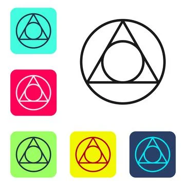 Black line Triangle math icon isolated on white background. Set icons in color Stock Illustration