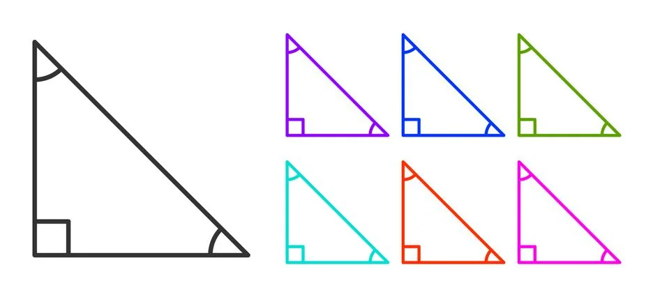 Black line Triangle math icon isolated on white background. Set icons colorful Stock Illustration