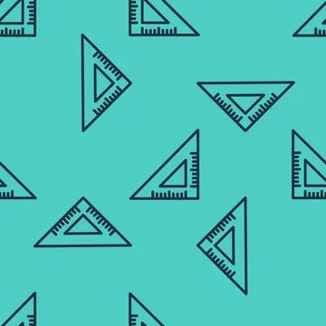 Black line Triangular ruler icon isolated seamless pattern on green background Stockillustratie
