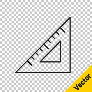 Black line Triangular ruler icon isolated on transparent background Ilustração Stock