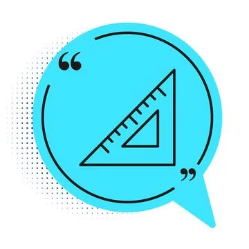 Black line Triangular ruler icon isolated on white background. Straightedge s Stockillustratie