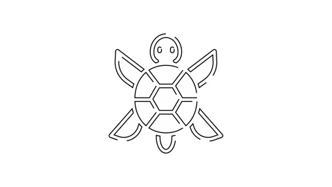 Black line Turtle icon isolated on white background. 4K Video motion graphic Stock Footage 139383338