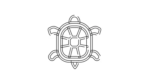 Black line Turtle icon isolated on white background. 4K Video motion graphic Stock Footage 154738255