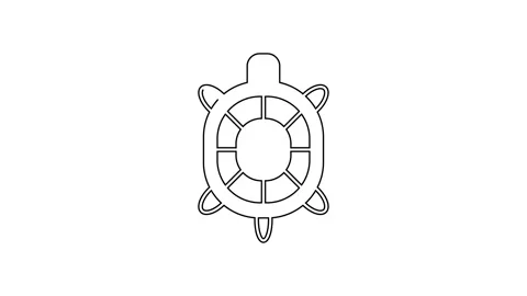 Black line Turtle icon isolated on white background. 4K Video motion graphic Stock Footage 168145003