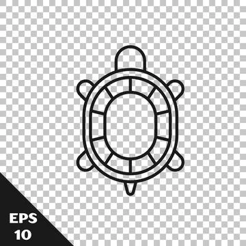 Black line Turtle icon isolated on transparent background. Vector Illustrazione stock