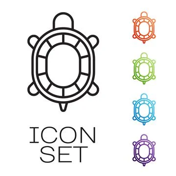 Black line Turtle icon isolated on white background. Set icons colorful. Vector Stock Illustration