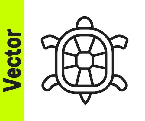Black line Turtle icon isolated on white background. Vector 스톡 일러스트