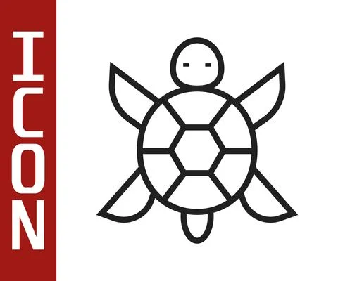 Black line Turtle icon isolated on white background. Vector Stock Illustration