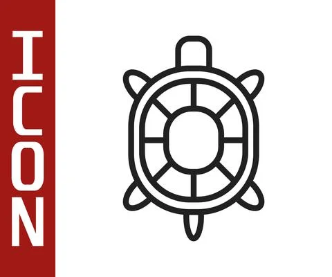 Black line Turtle icon isolated on white background. Vector Stock Illustration