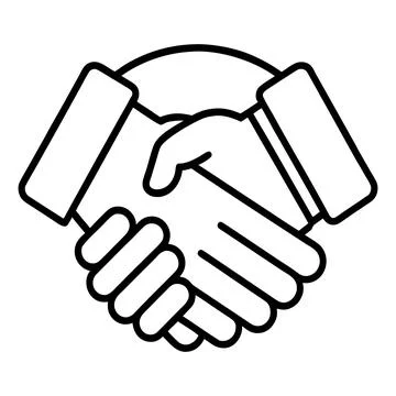 Black line of two hands shaking handshake agreement partnership business Stock Illustration