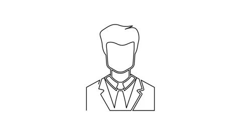 Black line User of man in business suit icon isolated on white background Stock Footage 160218674
