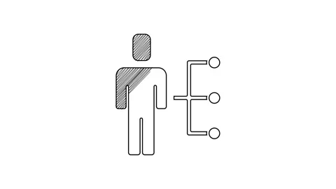 Black line User of man in business suit icon isolated on white background Stock Footage 201464296