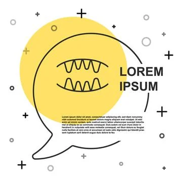 Black line Vampire teeth icon isolated on white background. Happy Halloween Illustrazione stock