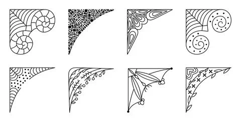 Black line vector corner set イラスト素材