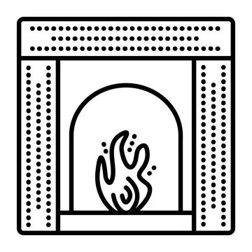 Black line vector fireplace Stock Illustration