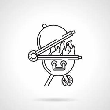 Black line vector icon for barbecue Stock Illustration