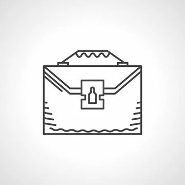 Black line vector icon for briefcase Black flat line vector icon for brief... Stock Photos