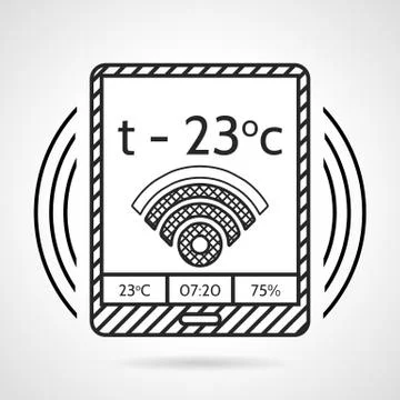 Black line vector icon for heating control device Stock Illustration