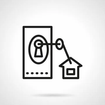 Black line vector icon for housing Stock Illustration