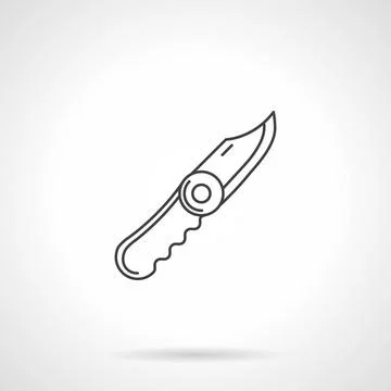 Black line vector icon for knife Flat black line vector icon for pocket kn... Stock Photos
