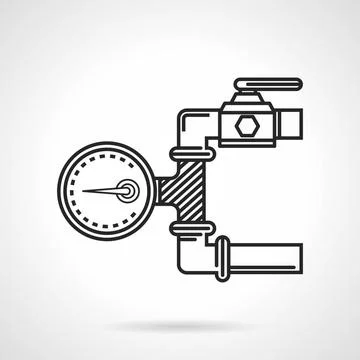 Black line vector icon for manometer Black flat line vector icon for dial ... Stock Photos