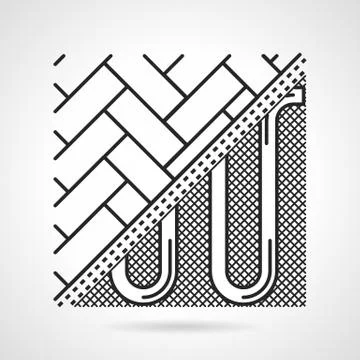 Black line vector icon for underfloor heating Stock Illustration