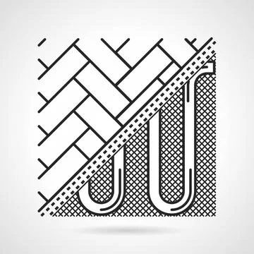 Black line vector icon for underfloor heating Flat line conceptual vector ... 写真素材