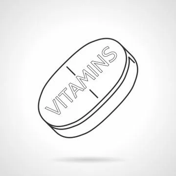 Black line vector icon for vitamins tablet Stock Illustration