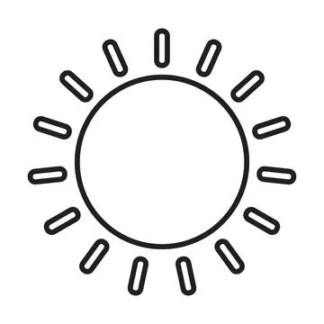 Black line vector sun icon isolated on white background Stock Illustration