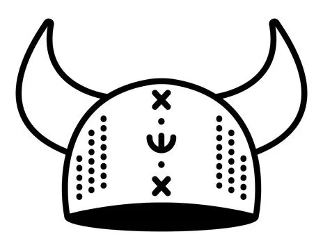 Black line viking hat Stock Illustration