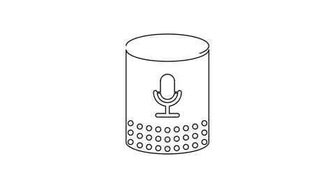 Black line Voice assistant icon isolated on white background. Voice control user Stock Footage 160220829