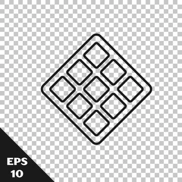 Black line Waffle icon isolated on transparent background.  Vector Stock Illustration