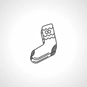 Black line warm socks vector icon Black flat line knitted socks pair on wh... Stock Photos