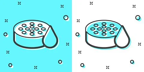 Black line Water sensor icon isolated on green and white background. Random Stock Illustration