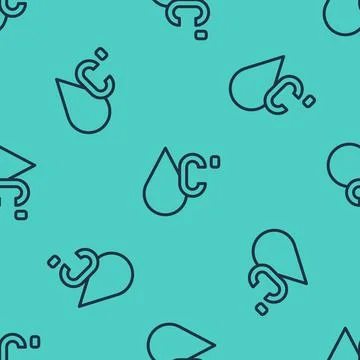 Black line Water temperature icon isolated seamless pattern on green backgr.. イラスト素材