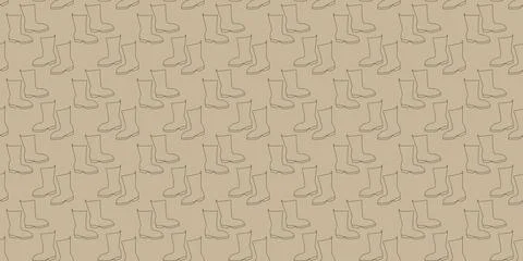 Black line Waterproof rubber boot isolated seamless pattern on Brown backgrou Stock Illustration