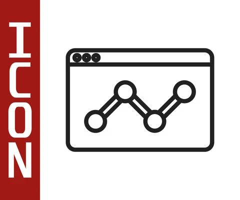 Black line Web analytics information and development website statistic icon Illustrazione stock