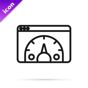 Black line Web analytics information and development website statistic icon Illustrazione stock